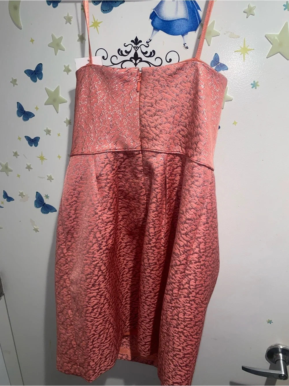 BCBG Max Azria Strapless Pink Metallic Jacquard Fit & Flare Cocktail Dress - Picture 5 of 7